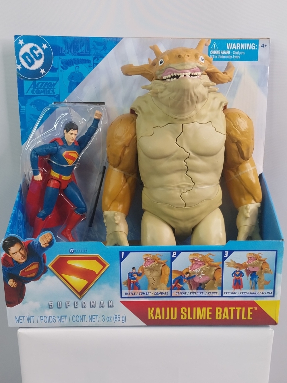 DC Superman Kaiju Slime Battle Figure Set - Blue, Red, Tan